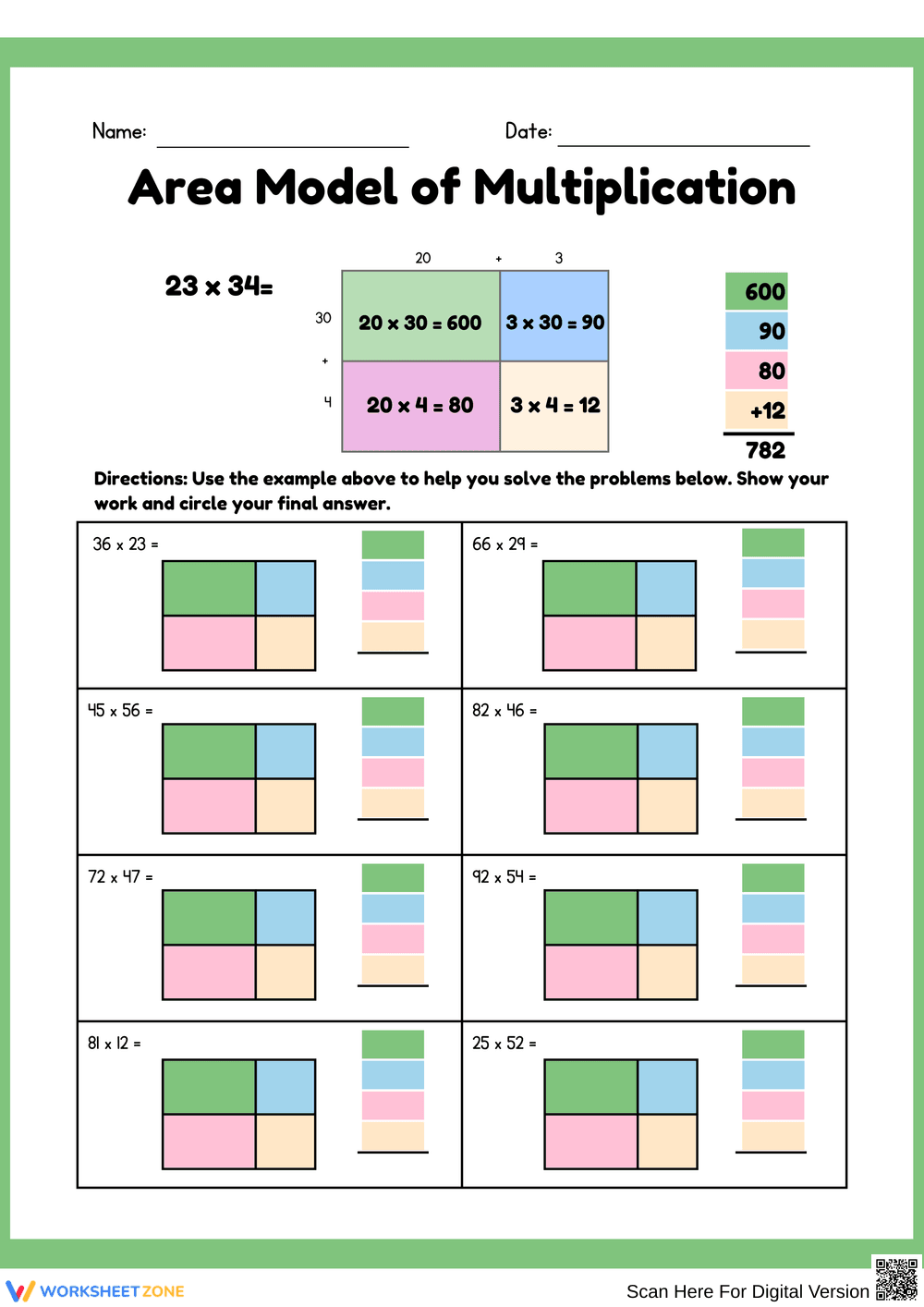 Understanding the Area Model of Multiplication - Page 1
