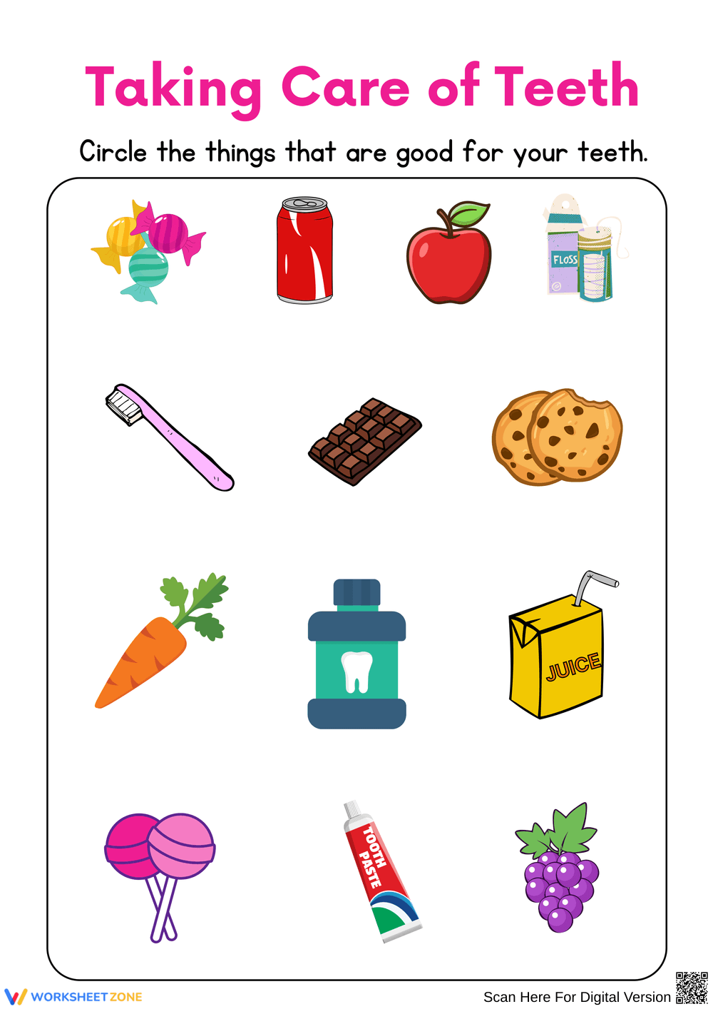 Taking Care of Teeth Worksheet Activity - Page 1