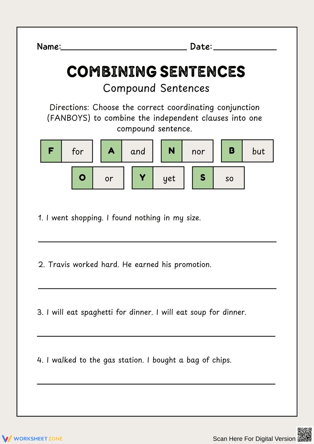 Combining Sentences with Coordinating Conjunctions - Page 1