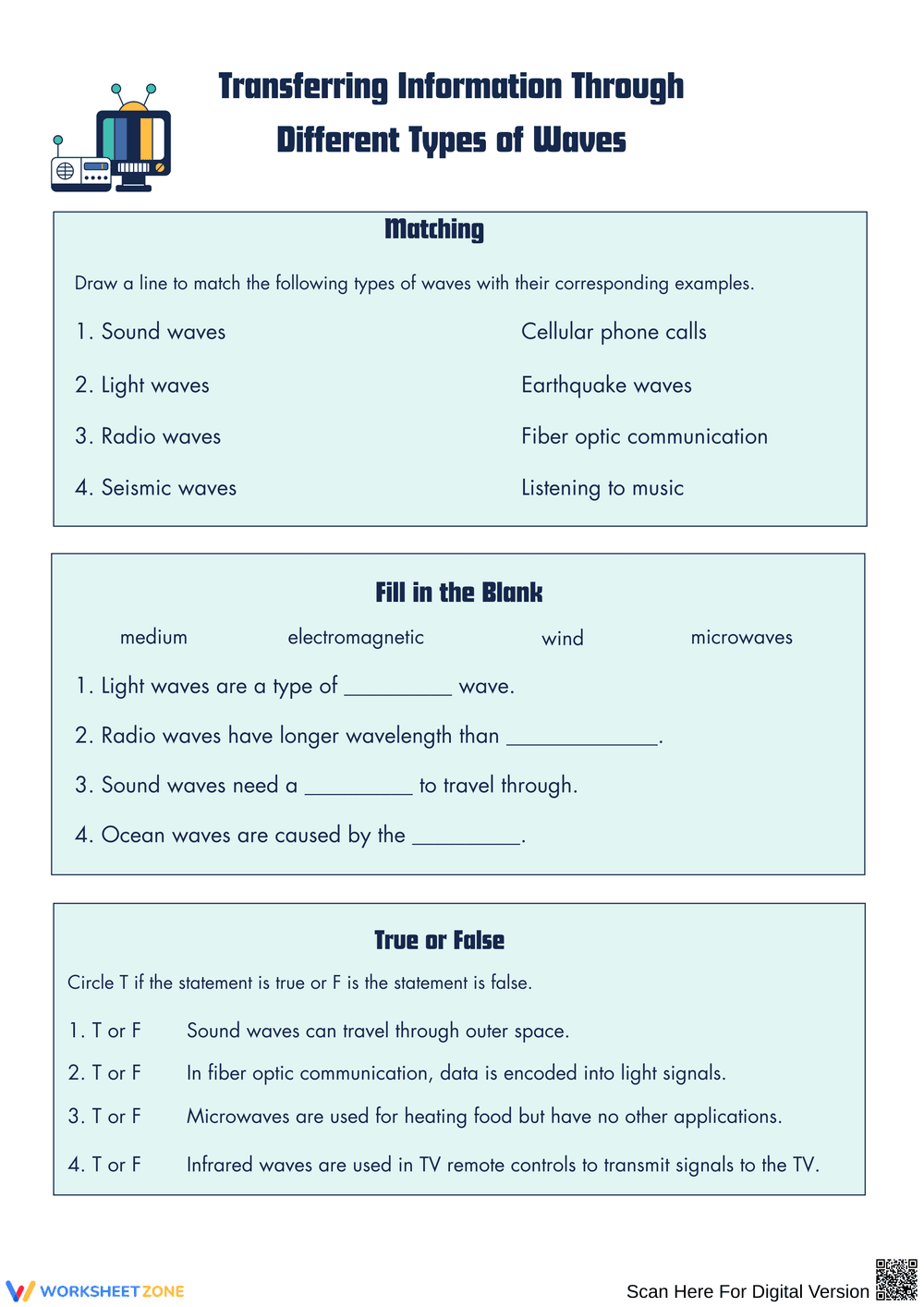Understanding Waves: Matching, Fill in the Blank & More - Page 1