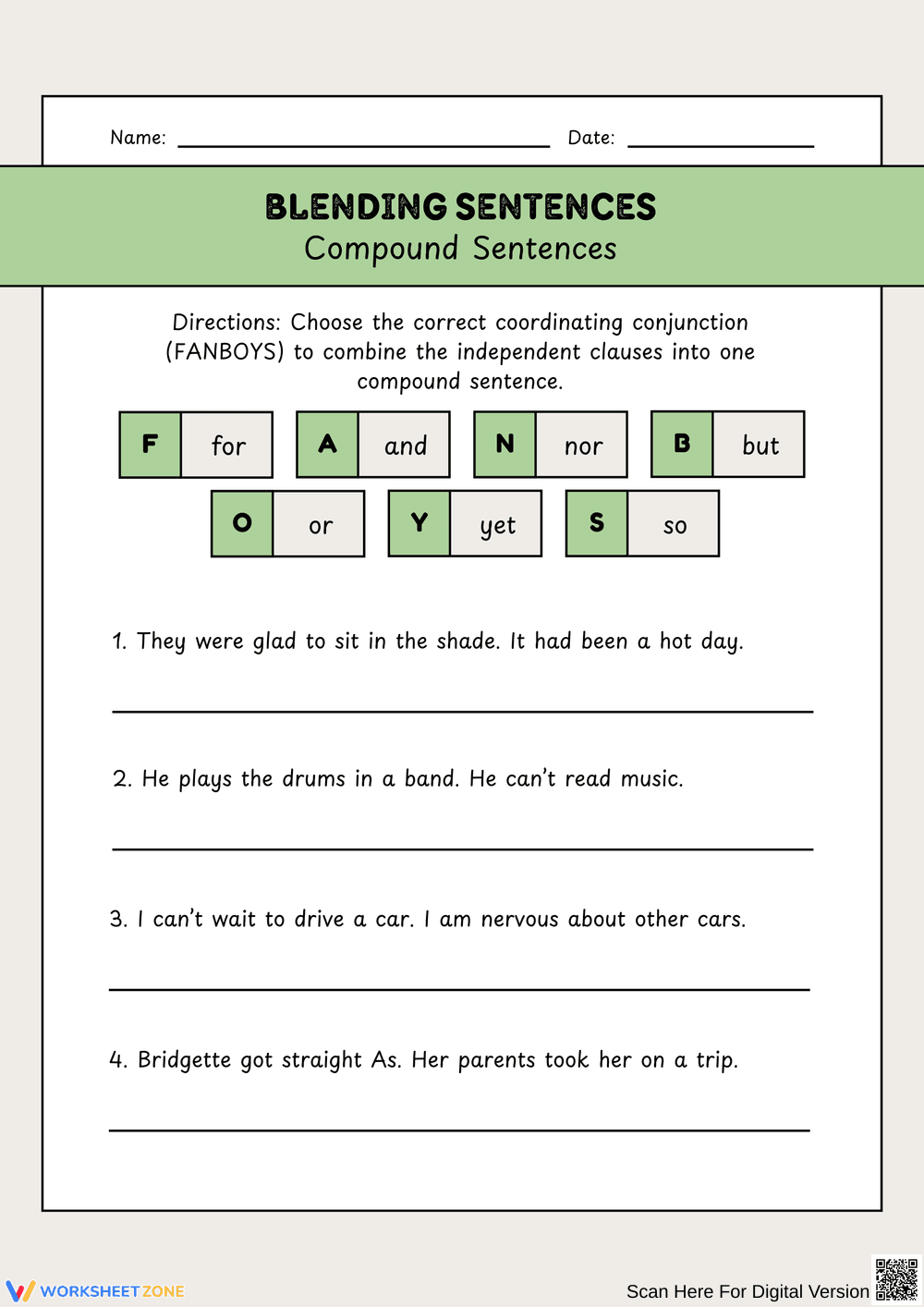 Blending Sentences with FANBOYS - Page 1