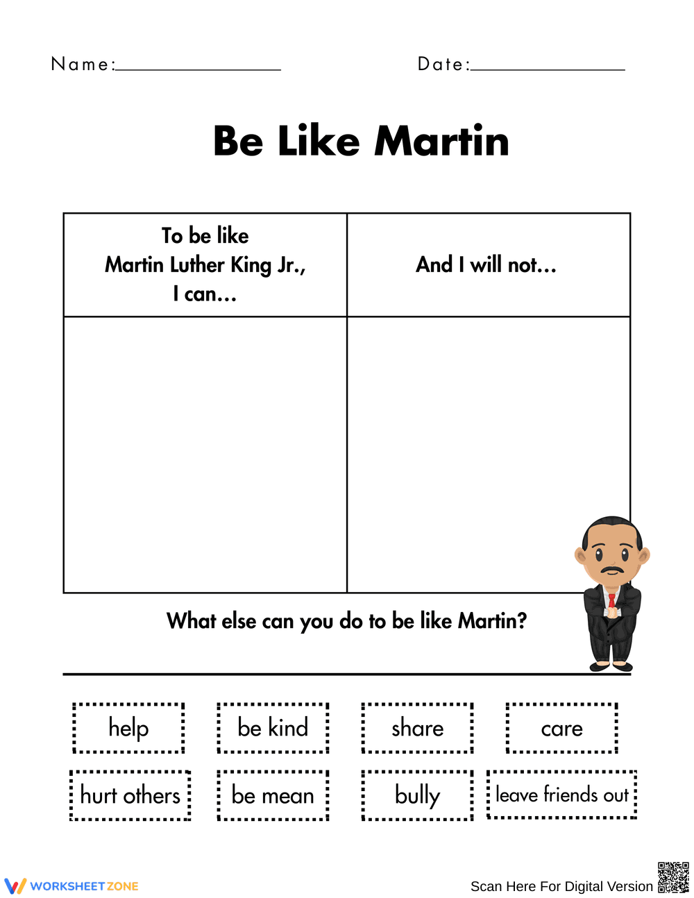 Be Like Martin Luther King Jr. Activity - Page 1