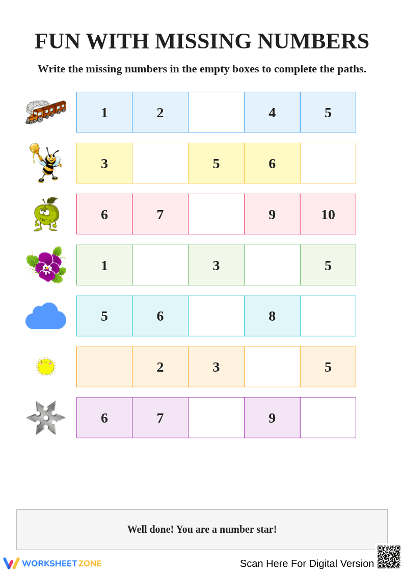 Engaging Missing Numbers Activities for Kids - Page 1
