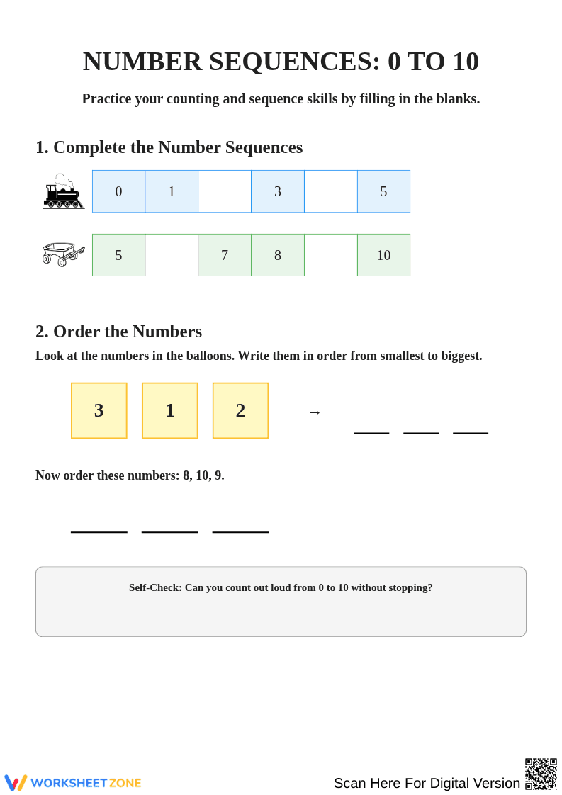 Exploring Number Sequences: Counting Skills Activity - Page 1