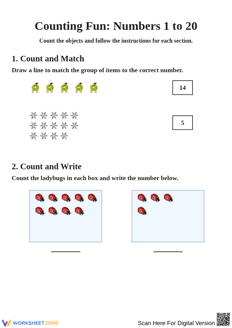 Counting Fun: Engaging Activities for Numbers 1 to 20 - Page 1