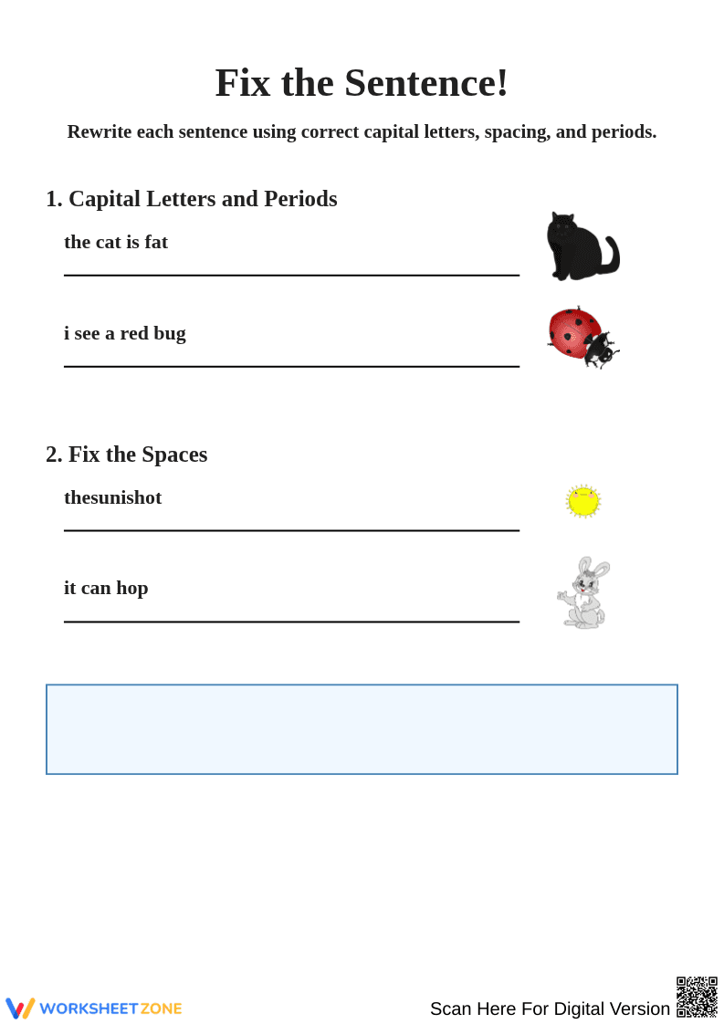 Fix the Sentences with Capitalization and Spelling - Page 1