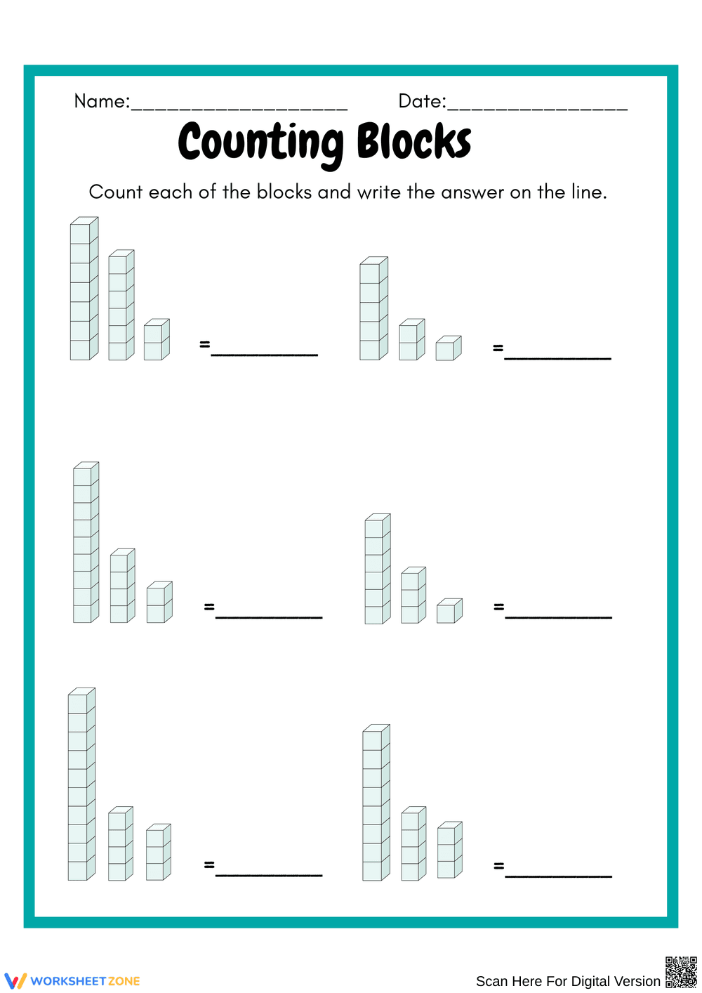 Counting Blocks Worksheet for Young Learners - Page 1