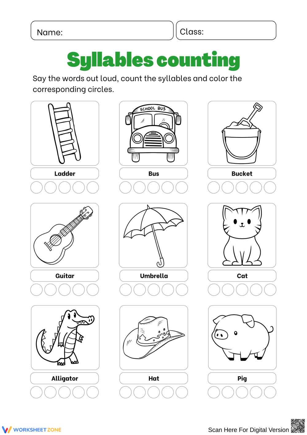 Syllable Counting Fun with Pictures - Page 1