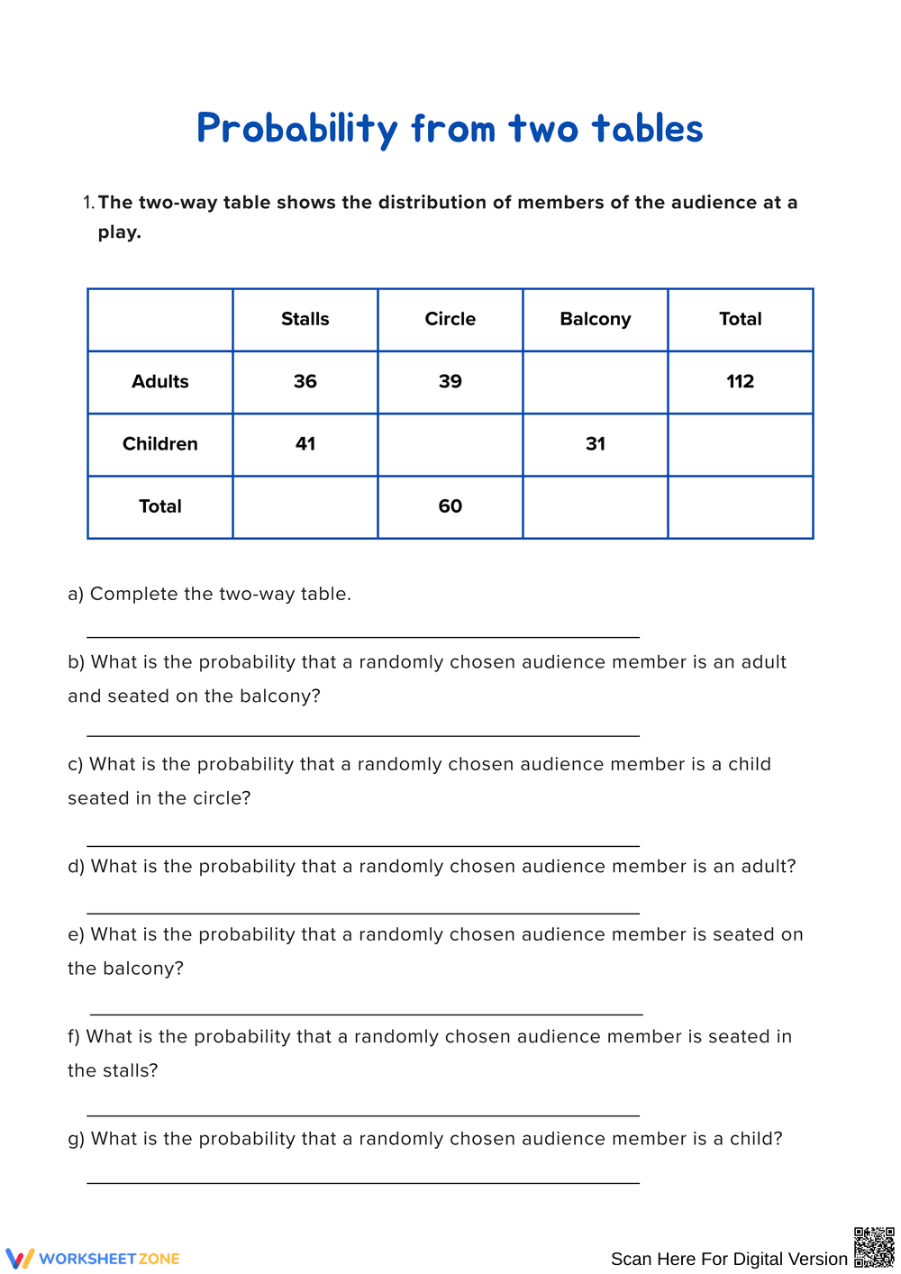 Exploring Probability with Two-Way Tables - Page 1