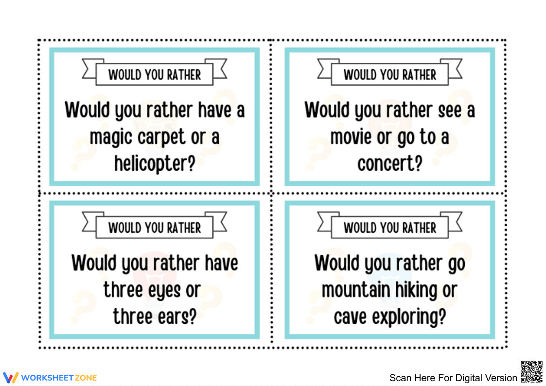Fun "Would You Rather" Worksheets for Kids - Page 1