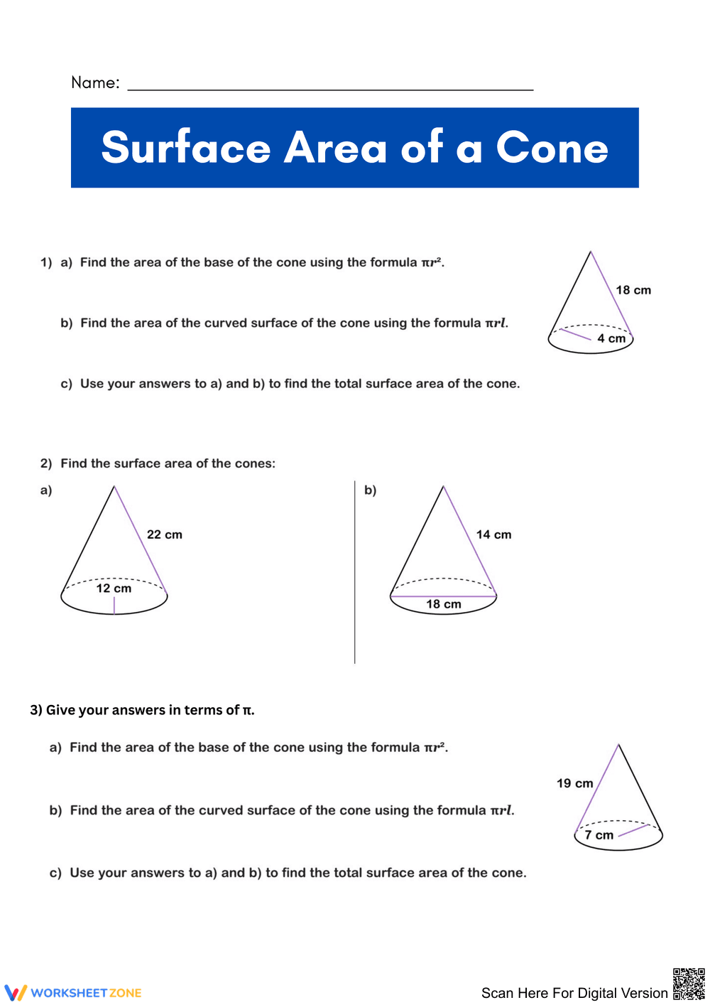Understanding Surface Area of Cones - Page 1