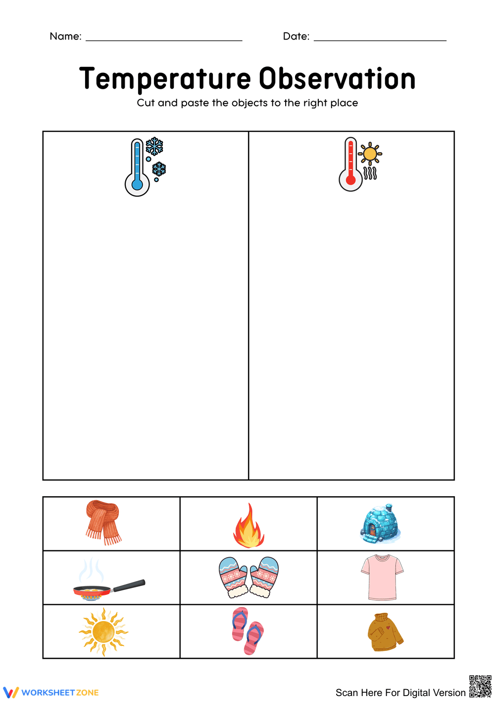 Temperature Observation Activity for Kids - Page 1