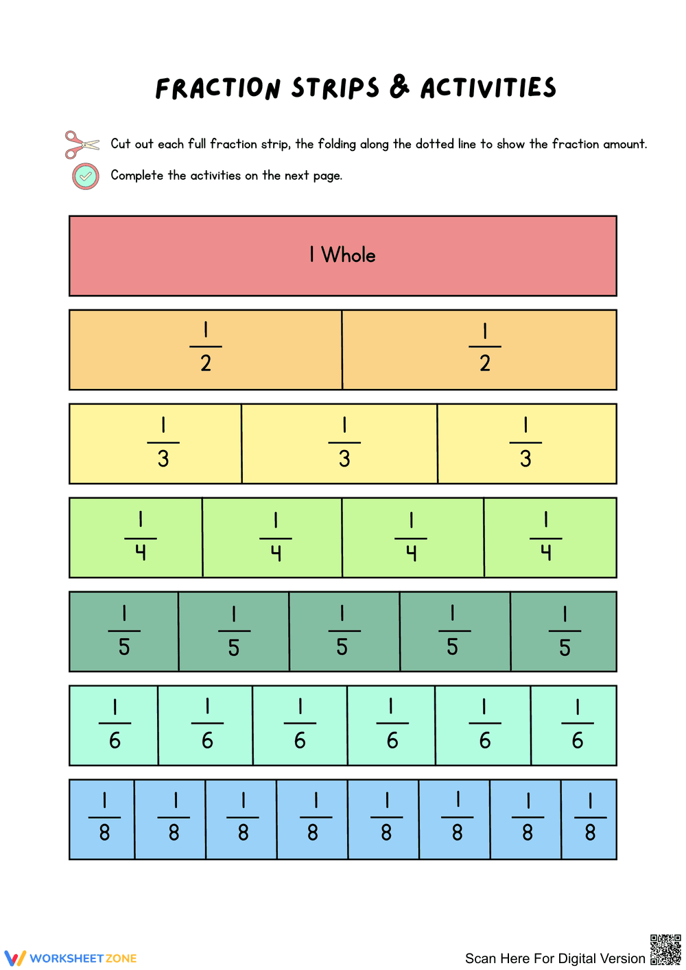 Understanding Fractions with Fraction Strips Activities - Page 1