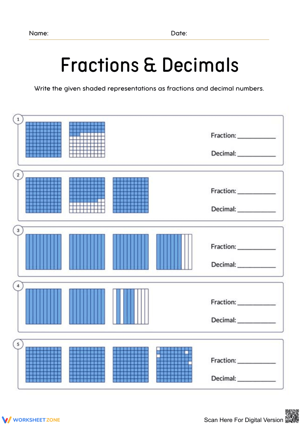Understanding Fractions and Decimals - Page 1