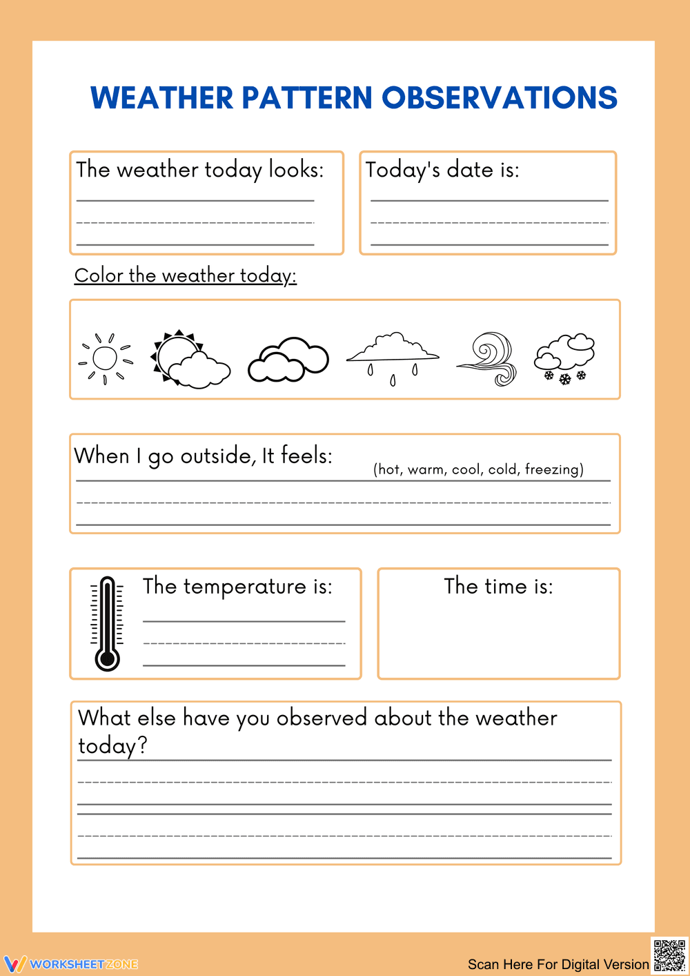 Weather Pattern Observation Worksheet - Page 1