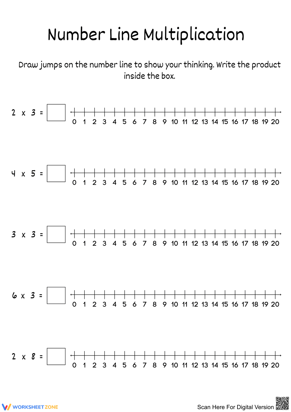 Number Line Multiplication Activities for Young Learners - Page 1