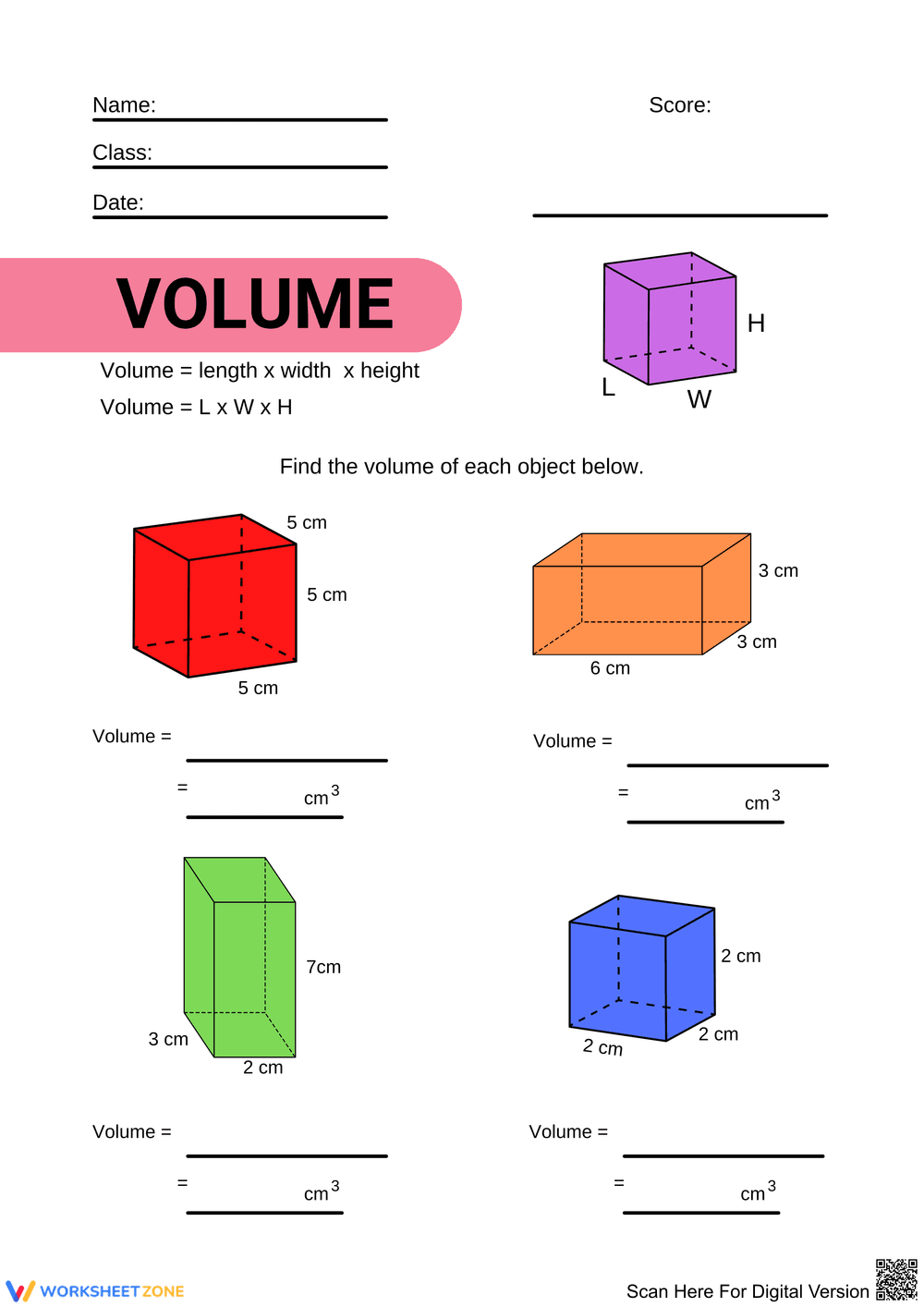 Calculating Volume of 3D Shapes - Page 1