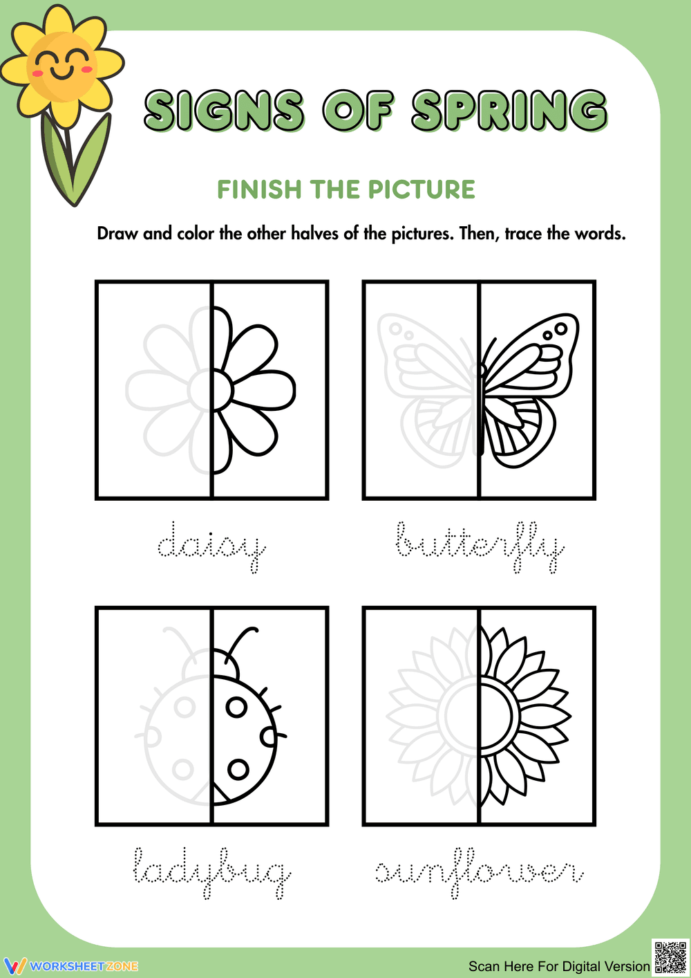 Spring Themed Drawing and Tracing Activity - Page 1