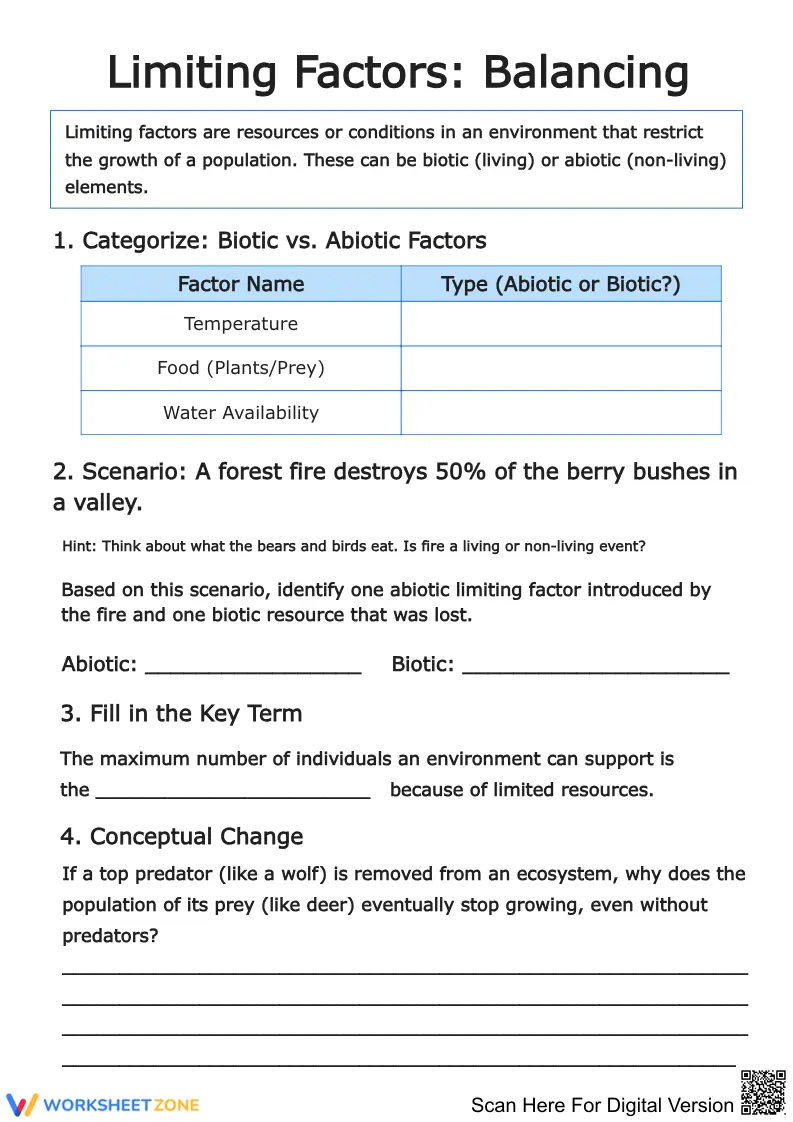 Limiting Factors: Balancing Populations - Page 1