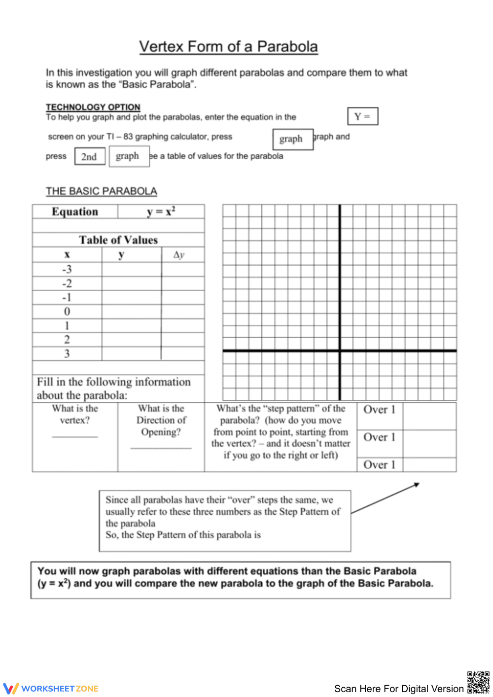 Exploring Vertex Form of a Parabola - Page 1
