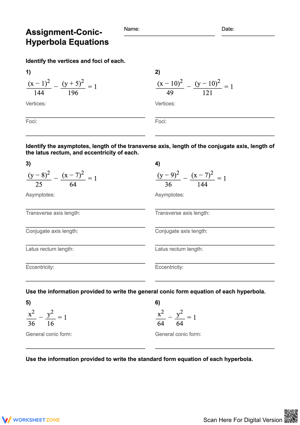 Exploring Hyperbola Equations and Their Properties - Page 1
