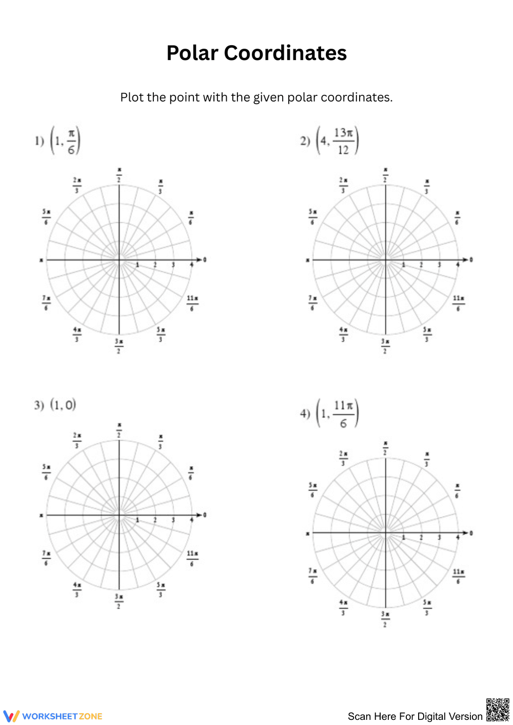 Plotting Polar Coordinates Worksheet - Page 1