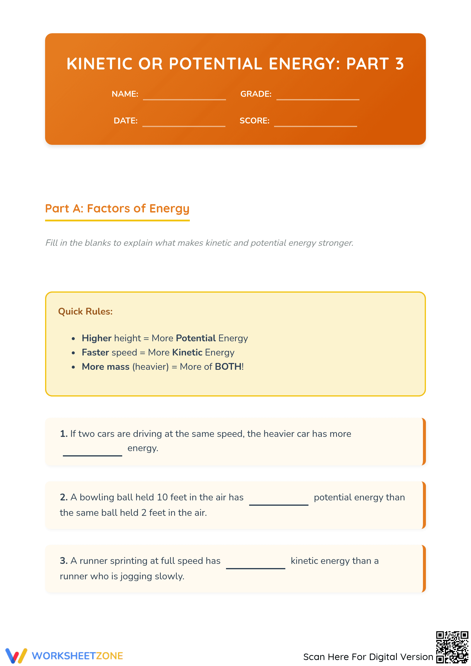 Kinetic or Potential Energy: Identifying Energy Types - Page 1