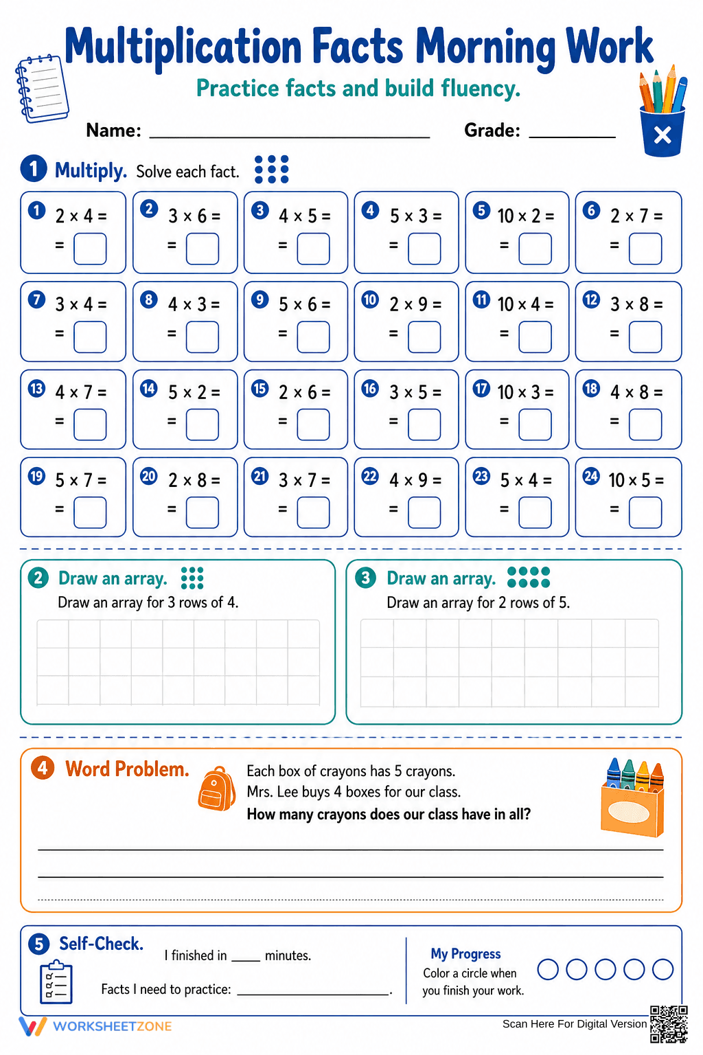 Multiplication Facts Morning Work | Grade 3 Essential - Page 1