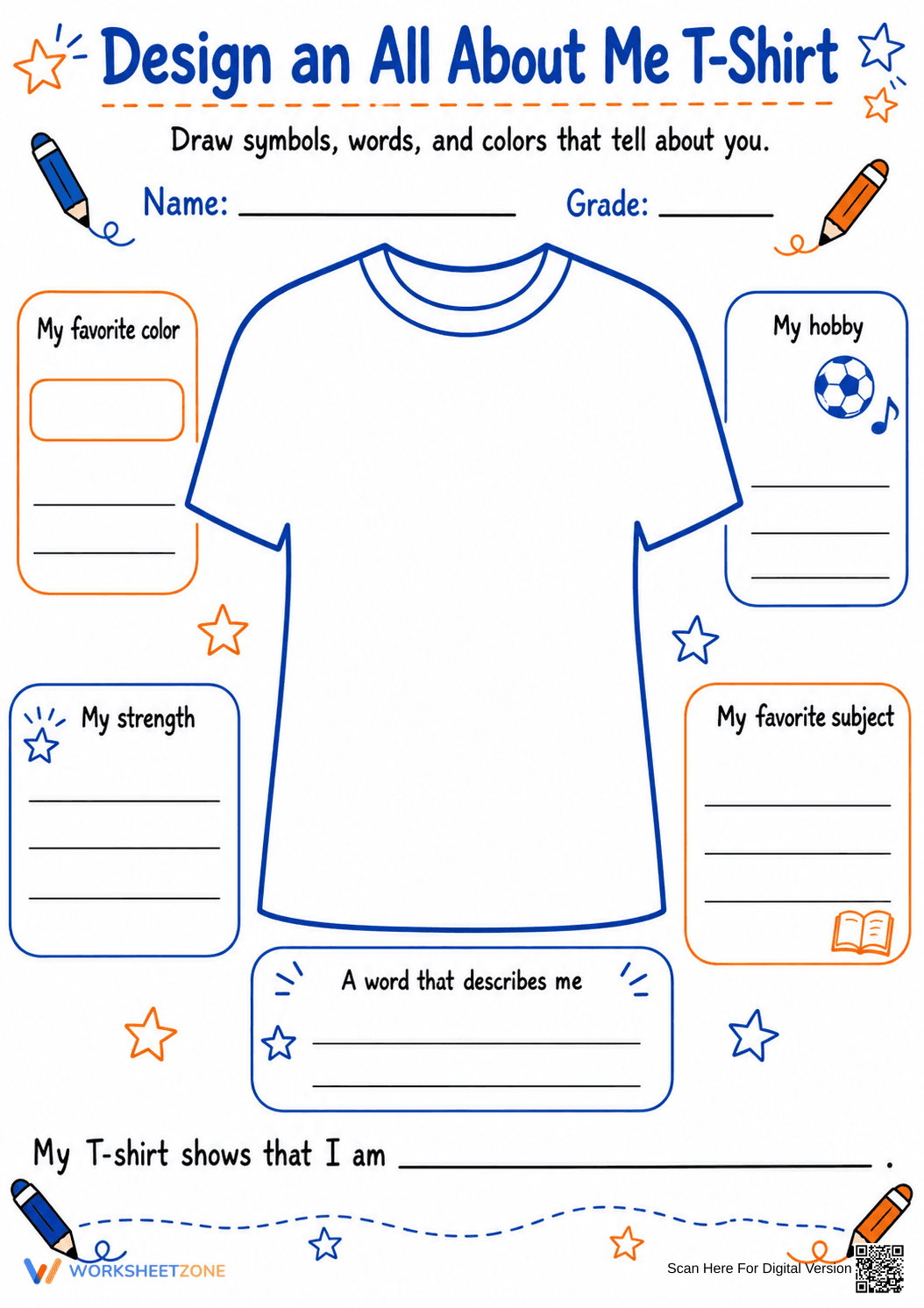 All About Me T-Shirt Design | Grade 3-5 Essential - Page 1