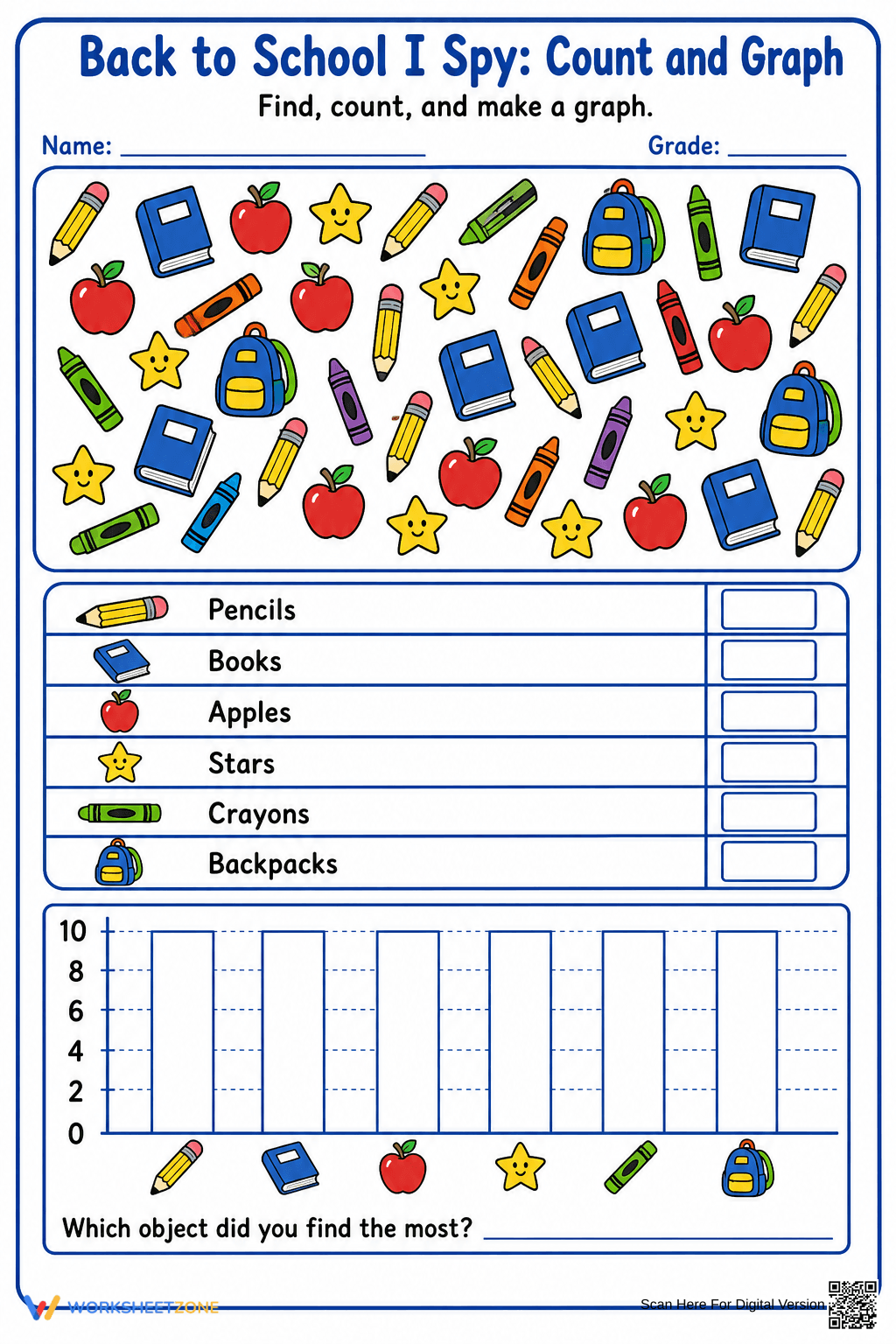 I Spy: Count and Graph | Essential Grade 1 Math - Page 1