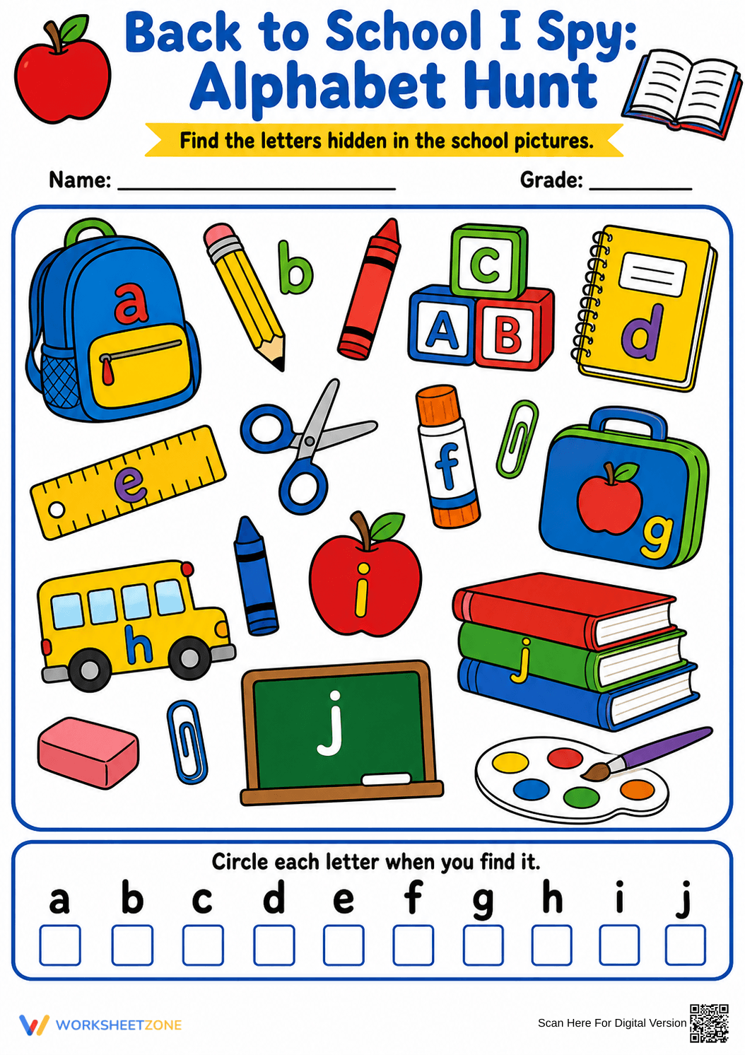 Printable Alphabet Hunt Worksheet | Grade K ELA - Page 1