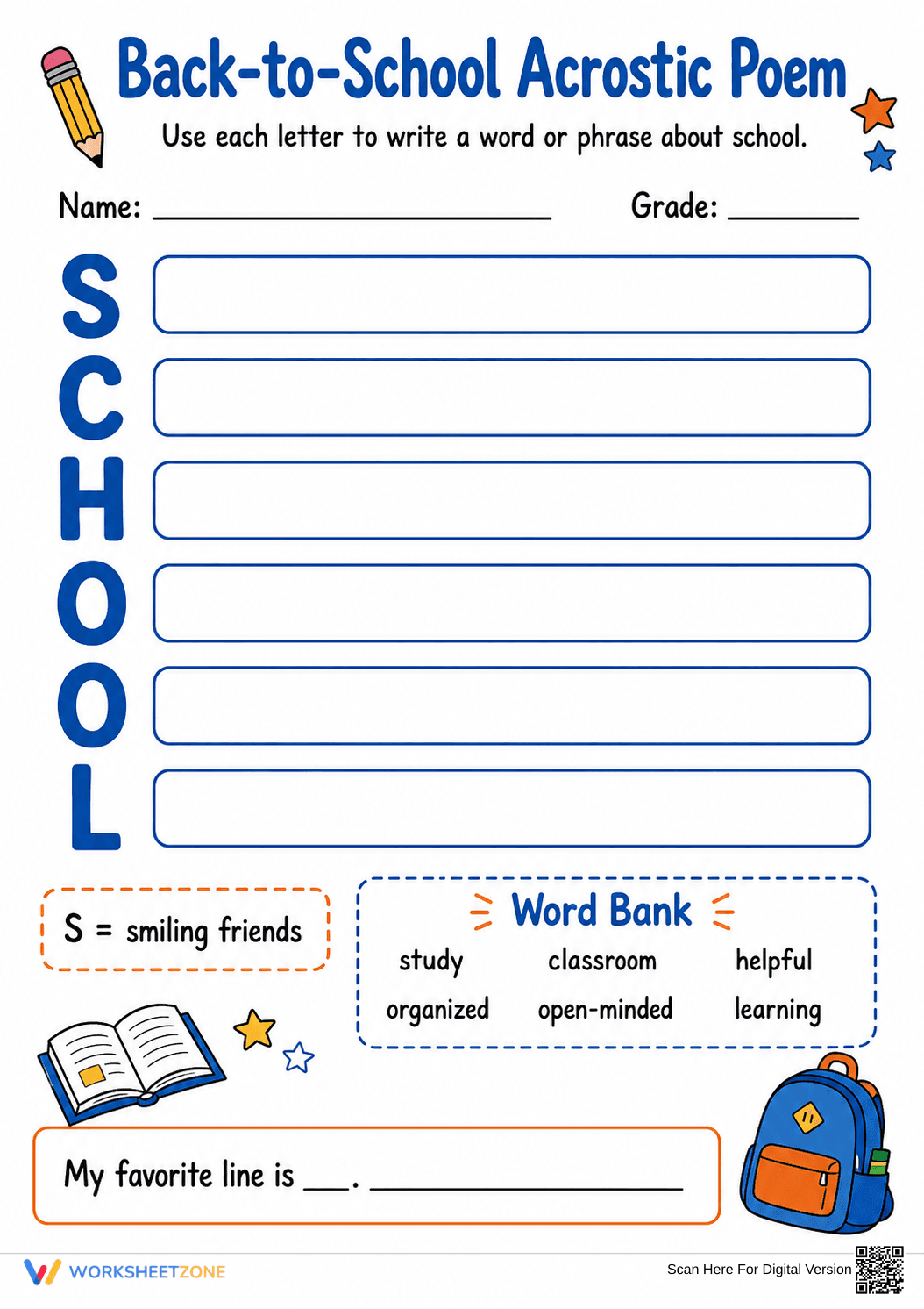 Back-to-School Acrostic Poem | Essential Grade 3 ELA - Page 1