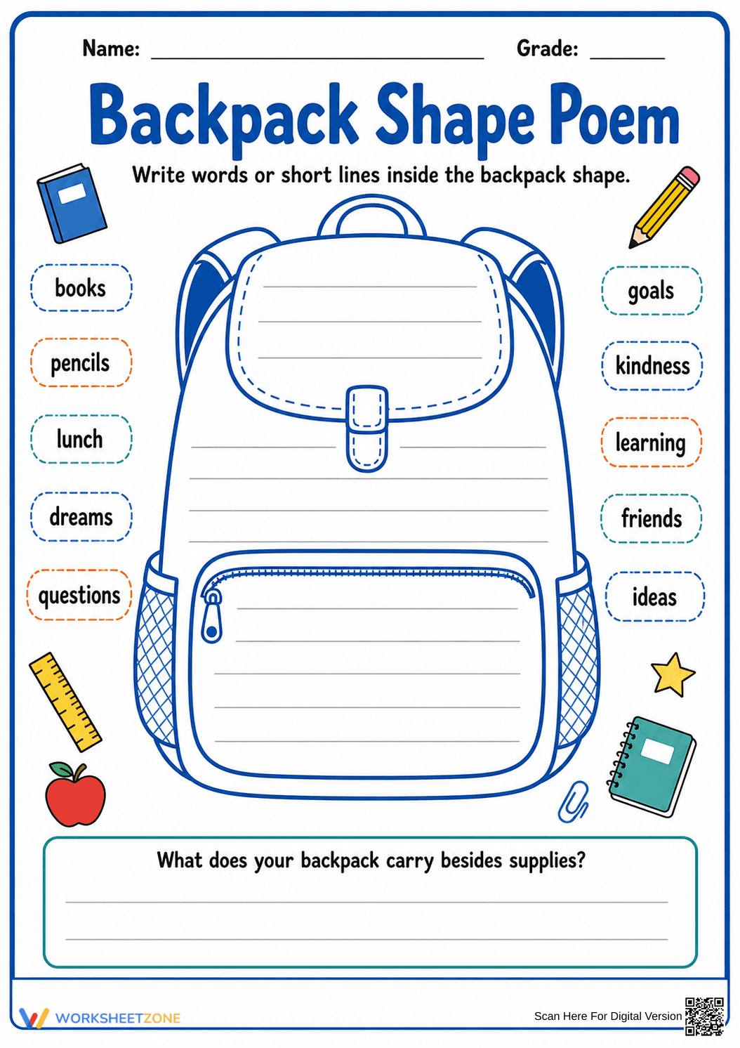 Grade 3 Shape Poem — Printable No-Prep Worksheet - Page 1