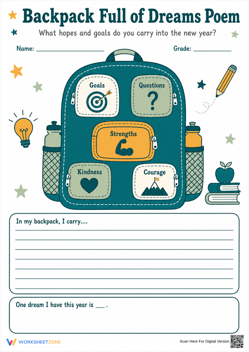 Grade 4 Poetry Writing — Printable No-Prep Worksheet - Page 1