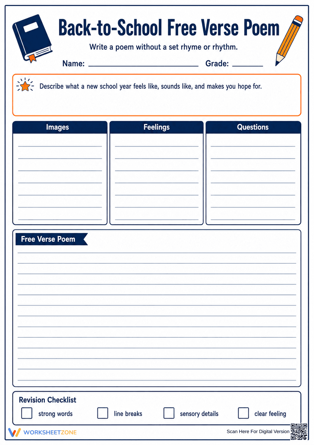 Back-to-School Free Verse Poem | Essential Grade 5 ELA - Page 1