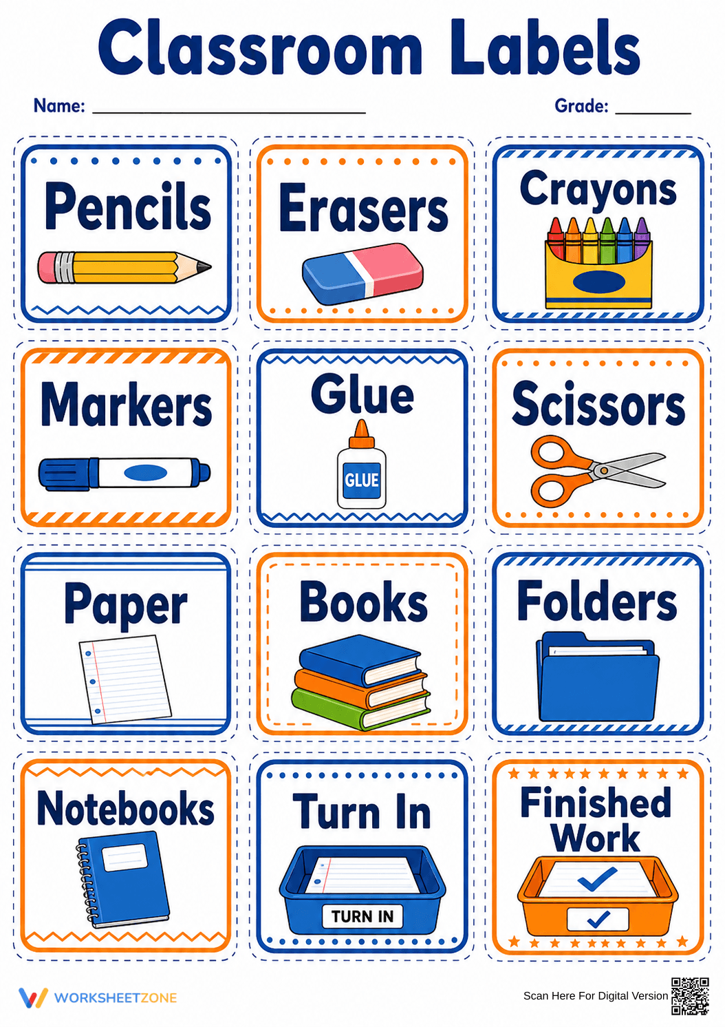 Classroom Label Set | Essential Grade K-5 Printable - Page 1