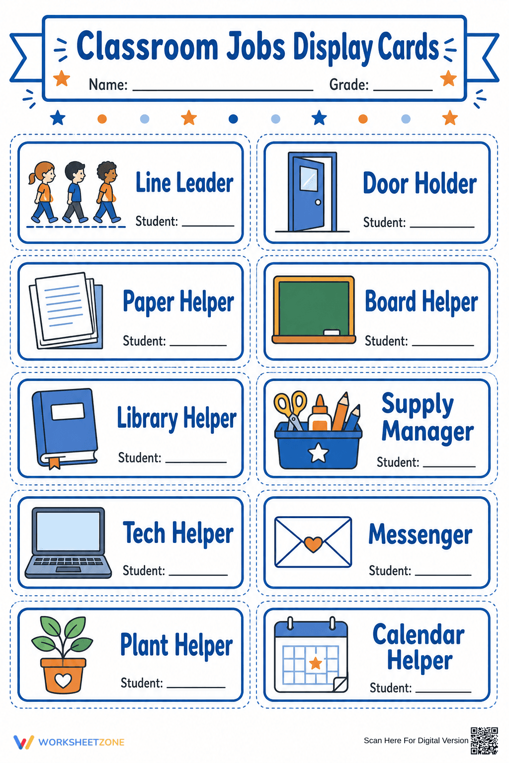 Grade 2 Classroom Jobs — Printable No-Prep Worksheet - Page 1