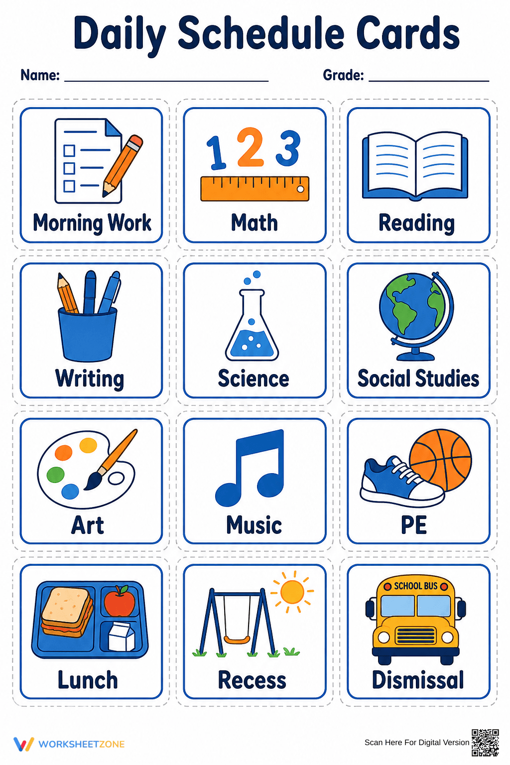 Printable Daily Schedule Cards | Elementary Classroom Ready - Page 1