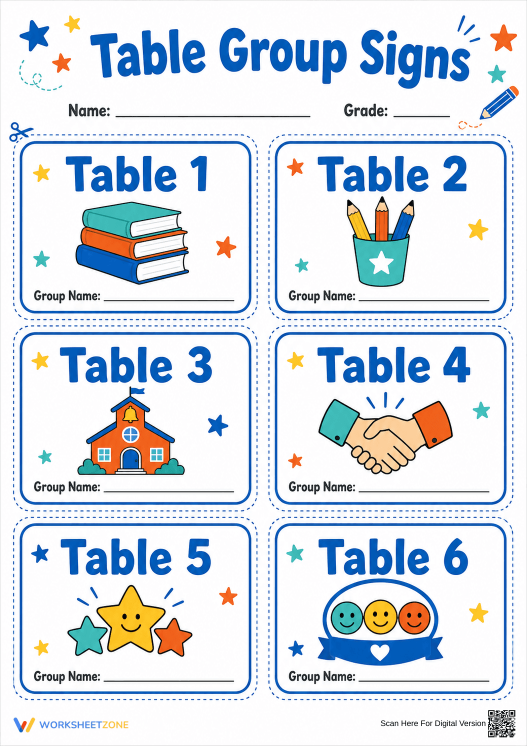 Printable Table Group Signs | Grade 1 Classroom Ready - Page 1