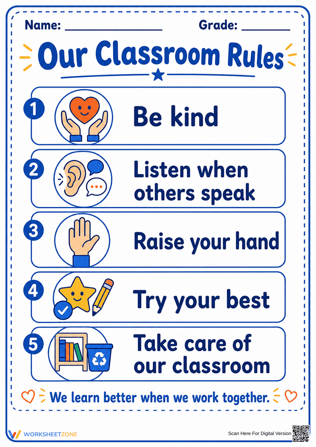 Essential Classroom Rules Poster | Grade K-5 Printable - Page 1