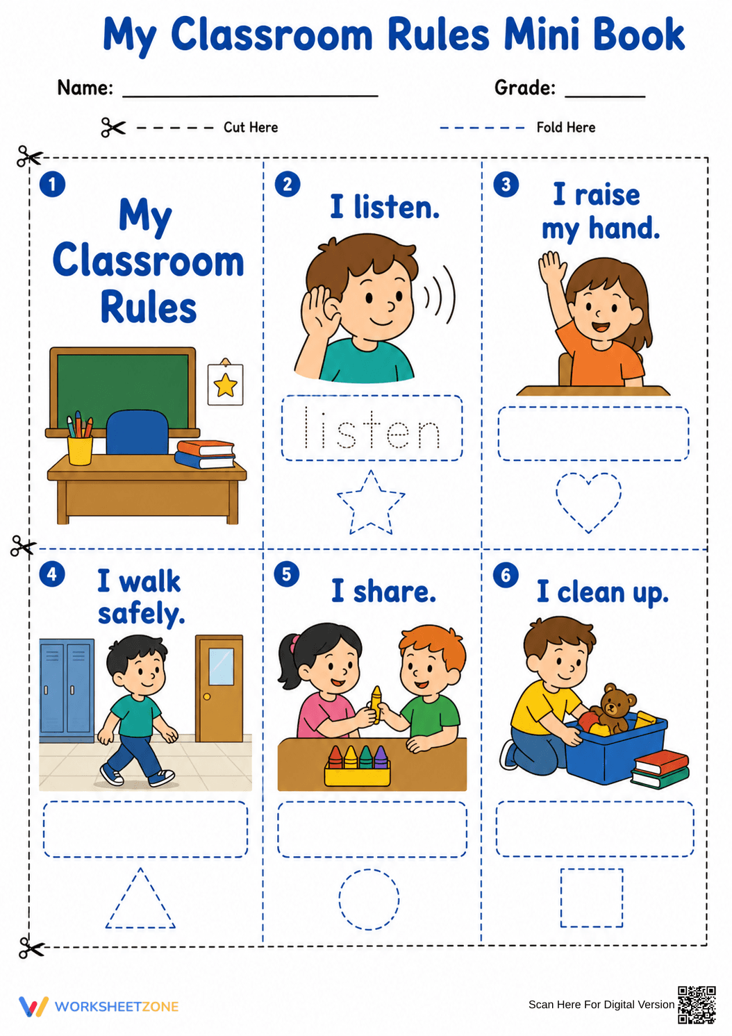 Classroom Rules Mini Book | Grade K-2 Printable - Page 1