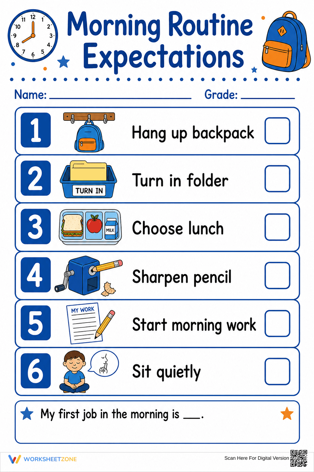 Printable Morning Routine Expectations | Grade 1 Ready - Page 1