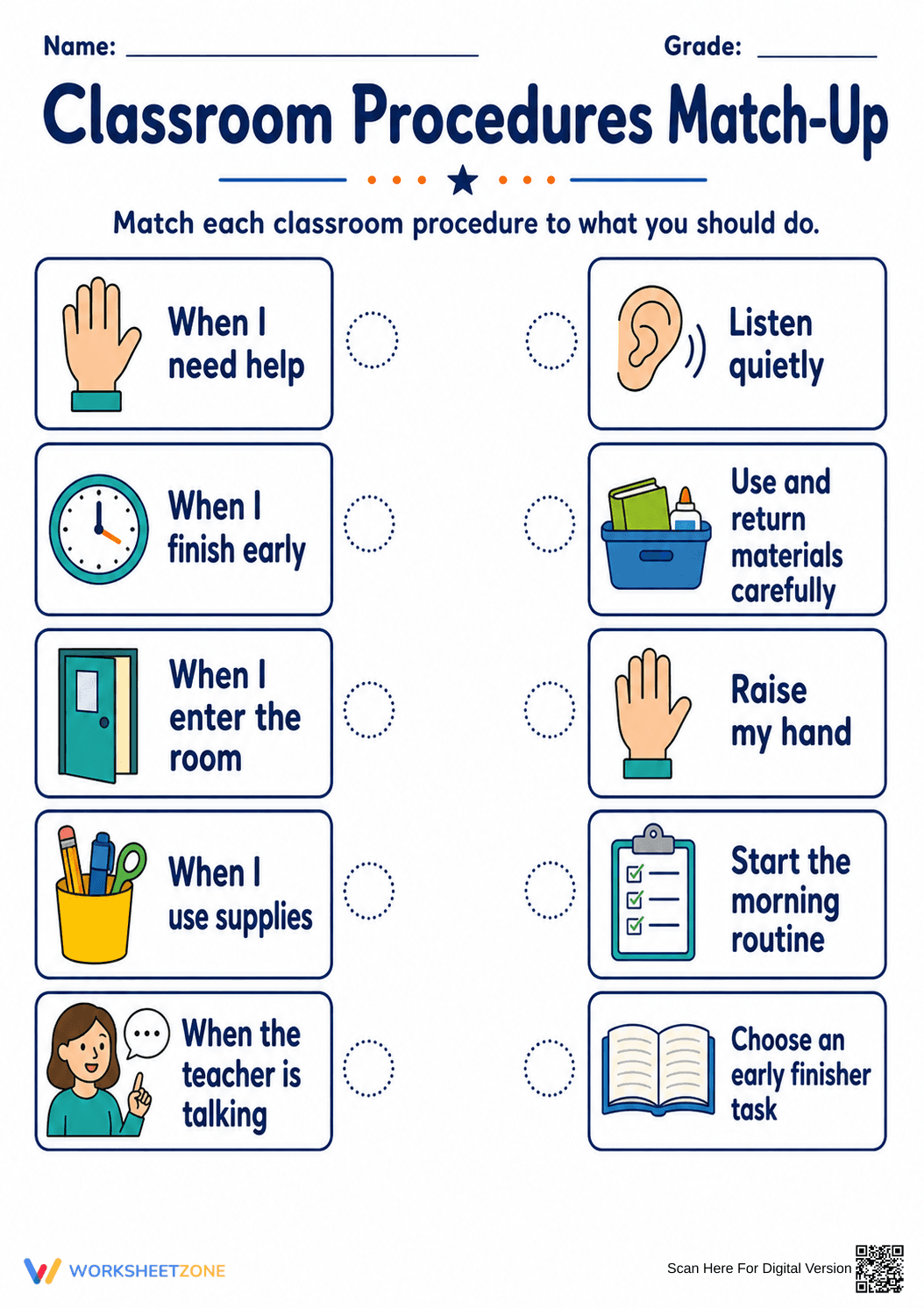 Classroom Procedures Match-Up | Essential Grade 1-4 Guide - Page 1