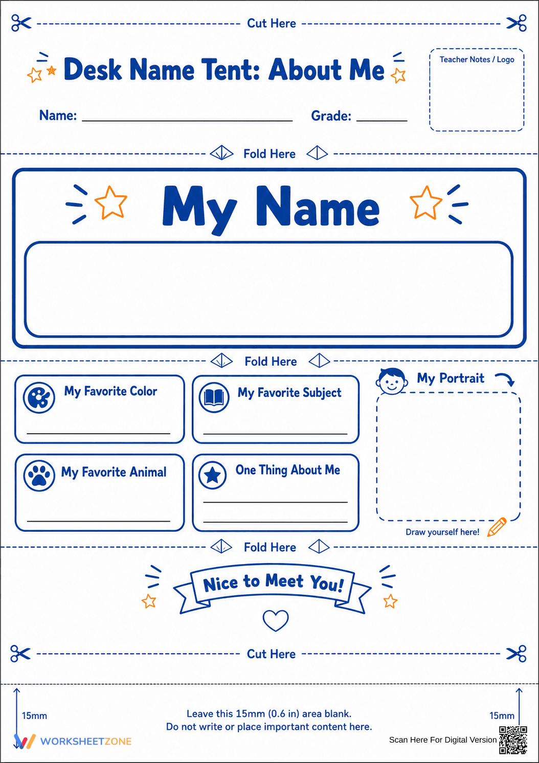 Essential Desk Name Tent: About Me Icebreaker - Page 1