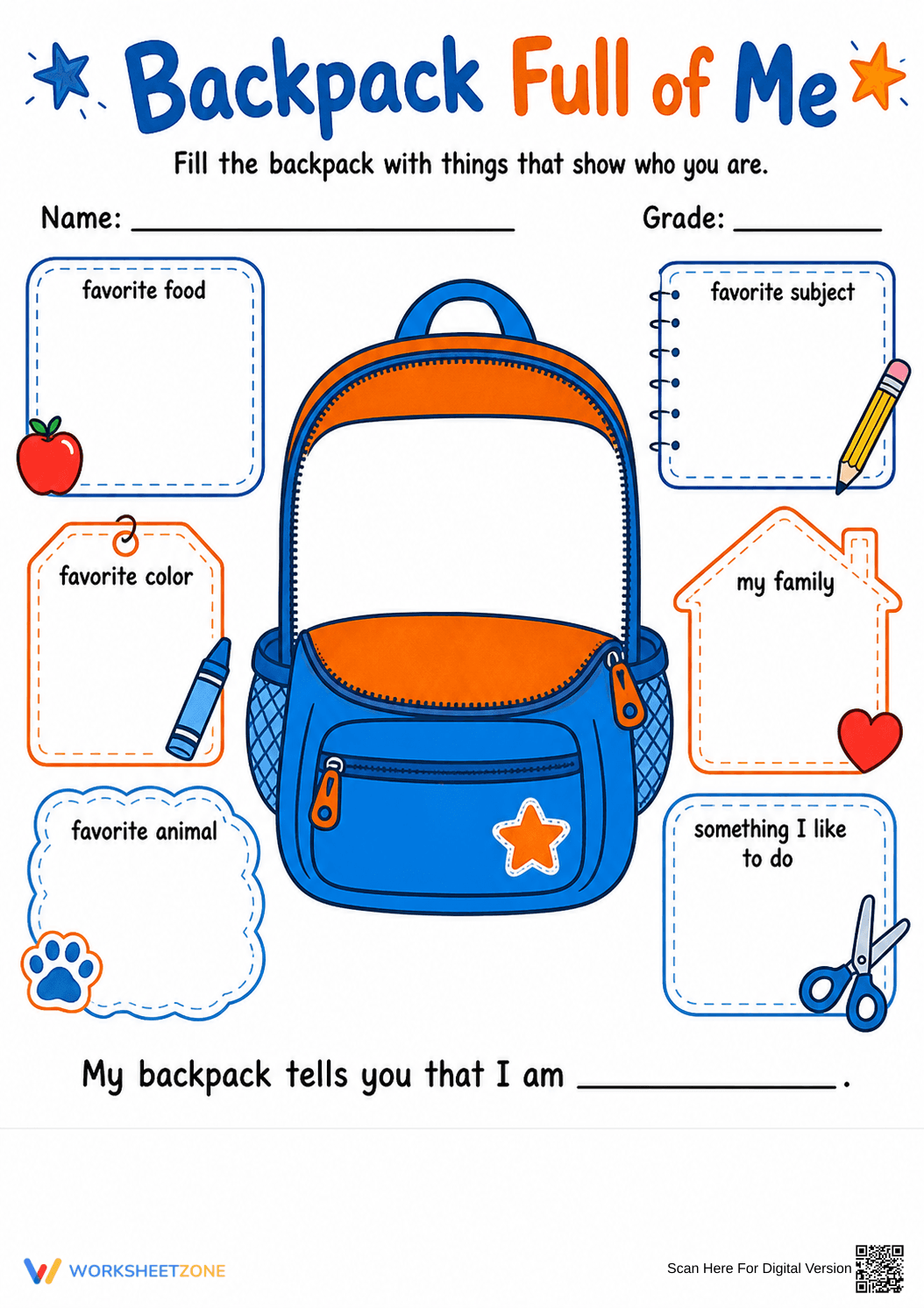 "Backpack Full of Me" Icebreaker | Essential Grade K-3 - Page 1