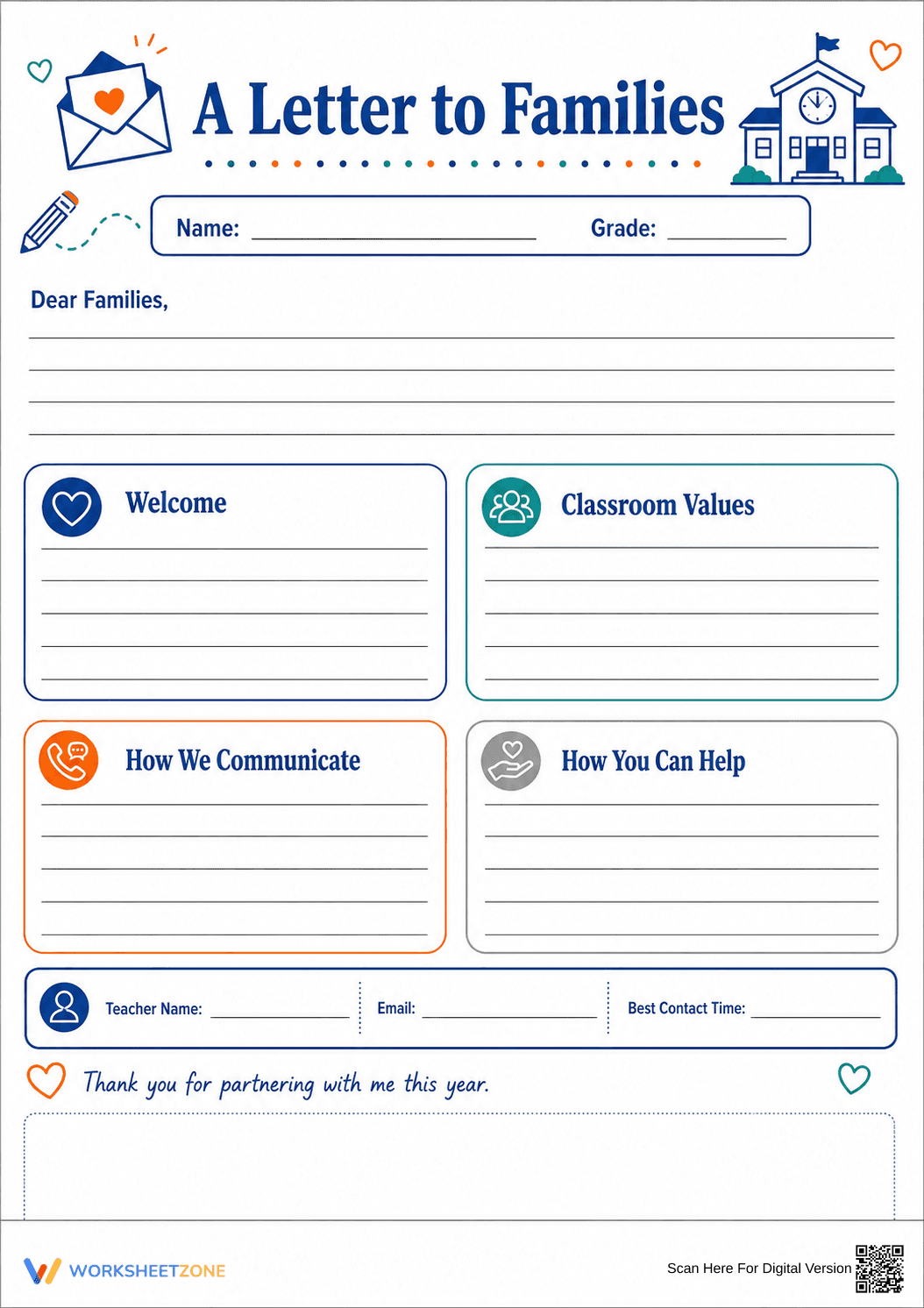 Essential Teacher Letter to Parents | K-5 Printable - Page 1