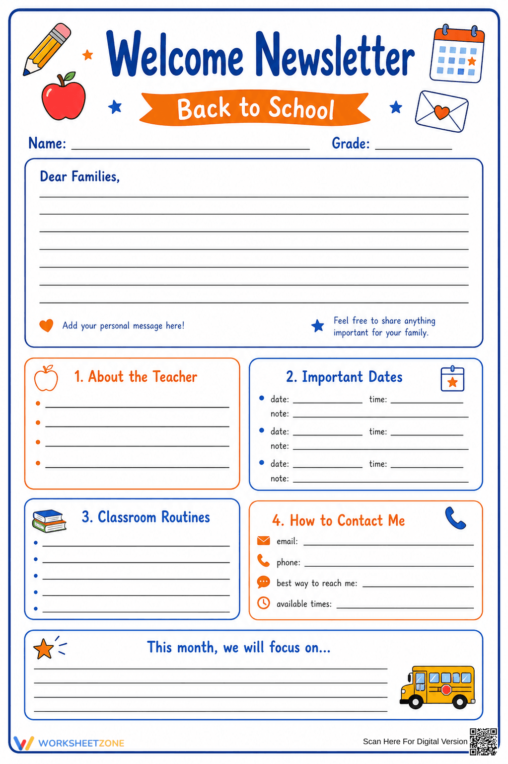 Essential Welcome Newsletter Template | K-5 Ready - Page 1