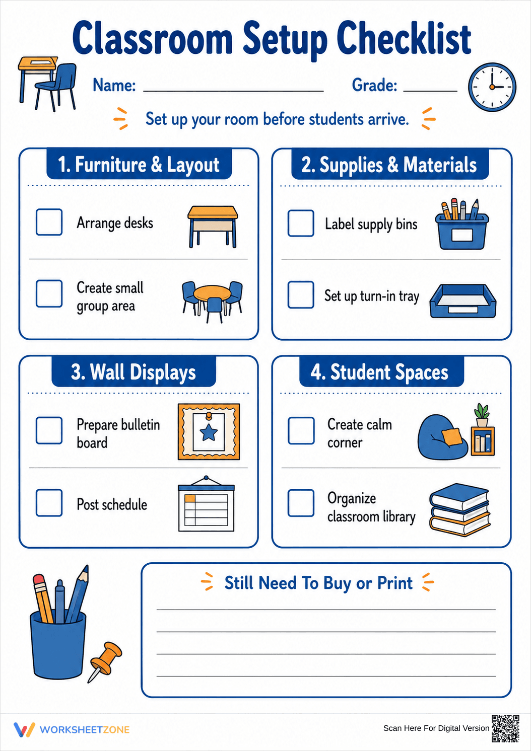 Printable Classroom Setup Checklist | K-12 - Page 1