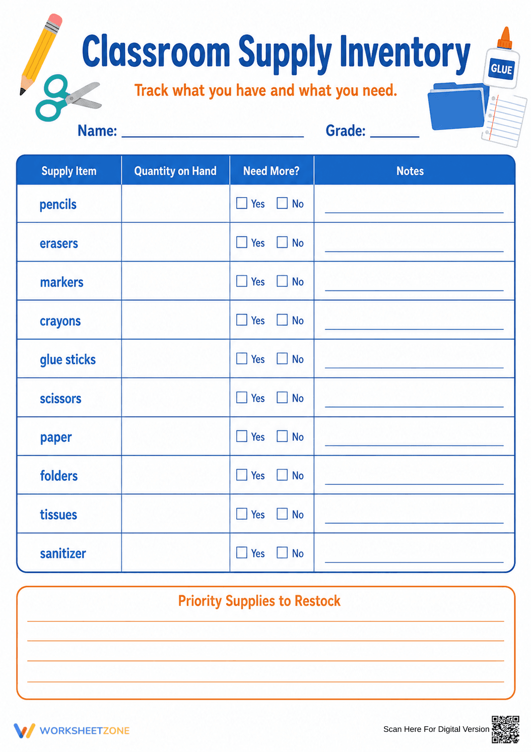 Classroom Supply Inventory | Essential Teacher Printable - Page 1