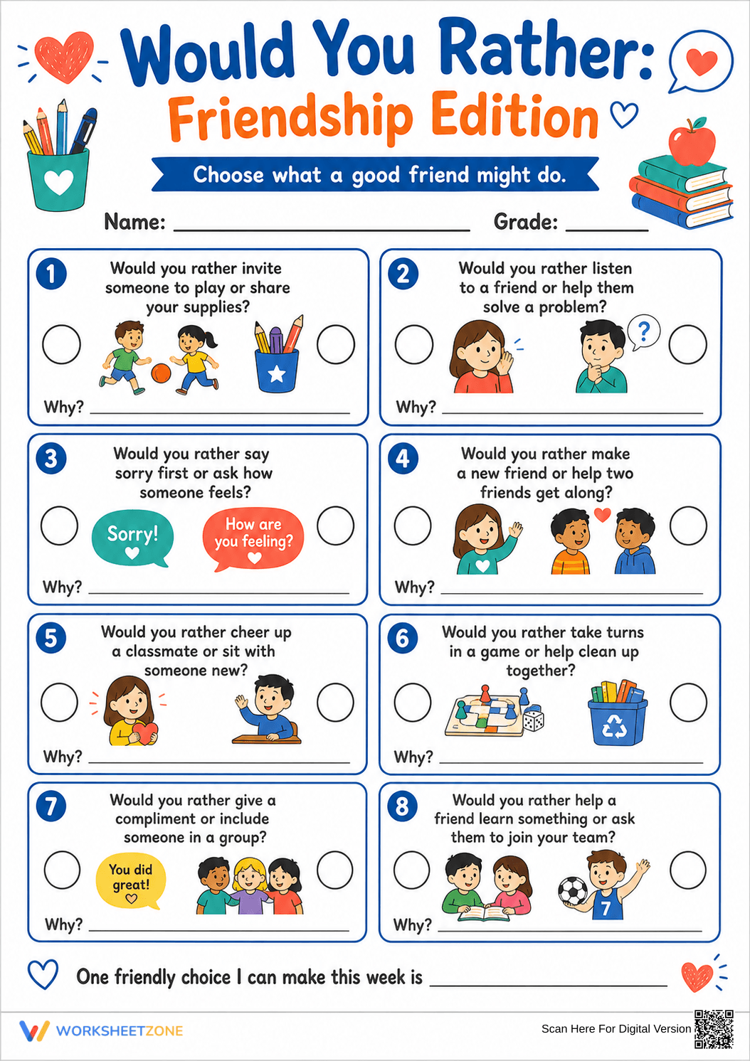 Printable Friendship Worksheet | Grade 3 SEL - Page 1